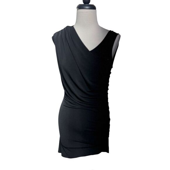 Cache Sexy Ruched Little Black Dress Cocktail Dress Mini Dress Size M - Picture 1 of 5
